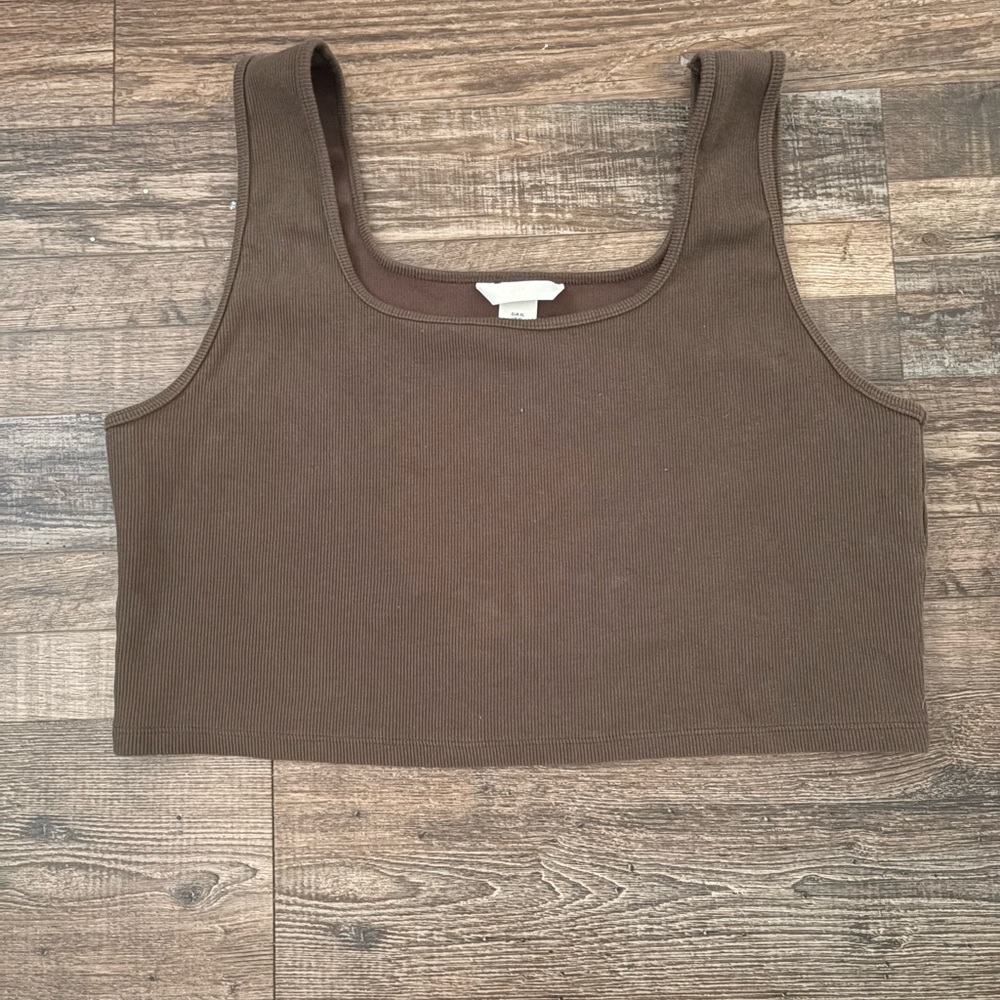 H&M Chocolate Brown Ribbed Crop Top